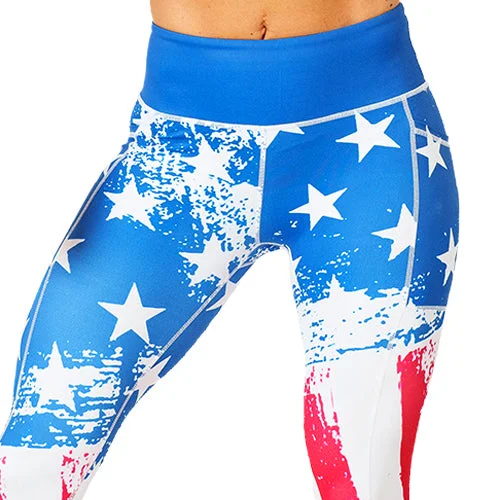 sports leggings for under soft linings-American Flag Leggings