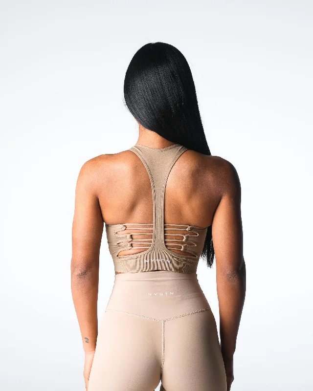 Sportswear tops for long term-Beige Resilience Seamless Bra