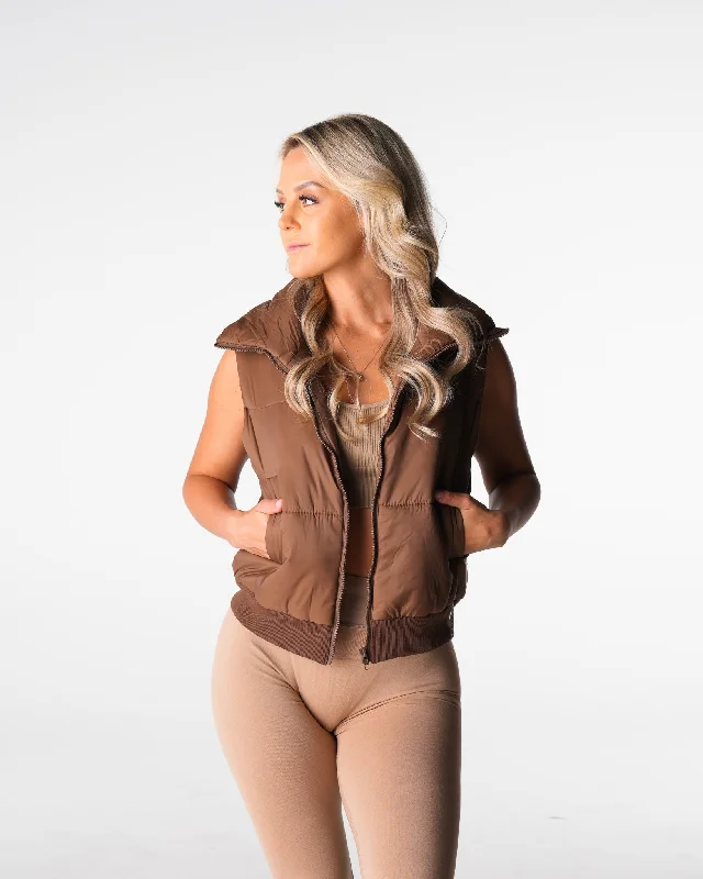 Sportswear tops for discounts-Brown Cloud Puffer Vest