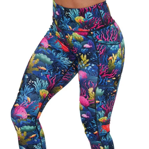 sports leggings for under leather insoles-Coral Reef Leggings