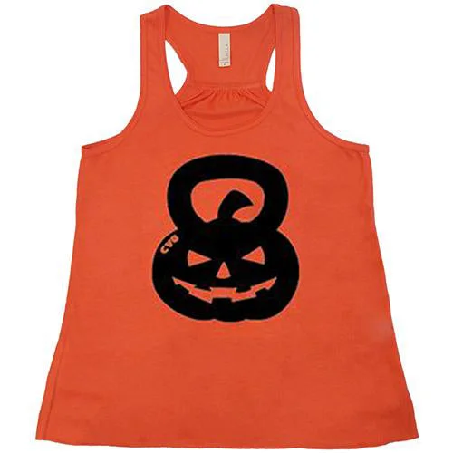 Women's shirt and tank with stripe border -CVG Pumpkin Kettlebell Shirt