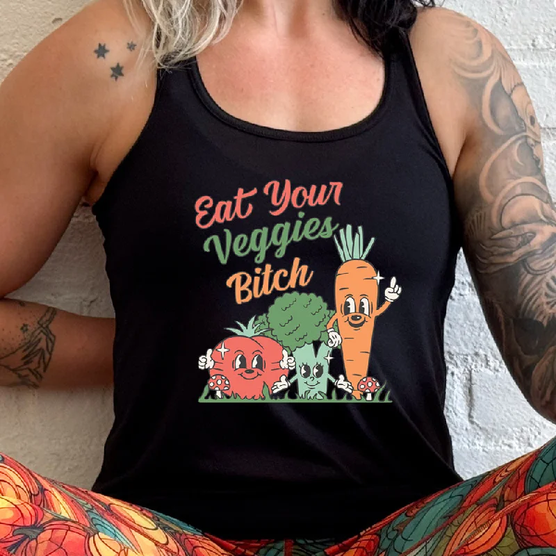 Women's shirt and tank with bubble hem -Eat Your Veggies Bitch Shirt