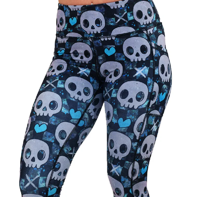 sports leggings for under stiff uppers-Emo Skulls Leggings