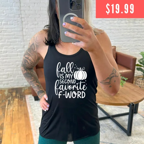 Women's shirt and tank with cloud border -Fall Is My Second Favorite F-Word Shirt