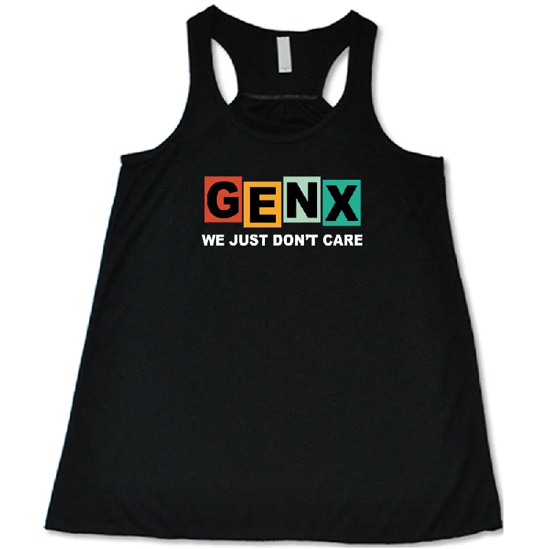 Women's shirt and tank for park picnics -GenX We Just Don't Care Shirt