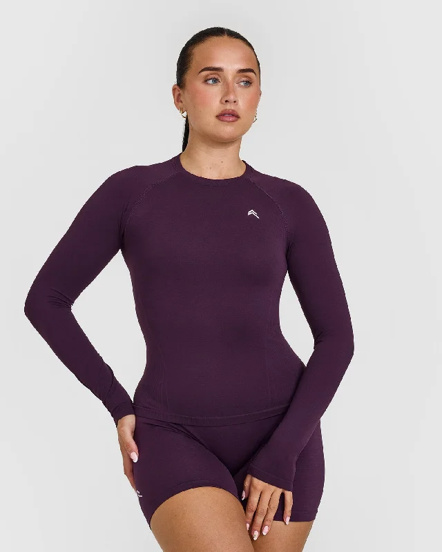 Sportswear tops for vintage-Go To Seamless Fitted Long Sleeve Top | Blackberry Purple