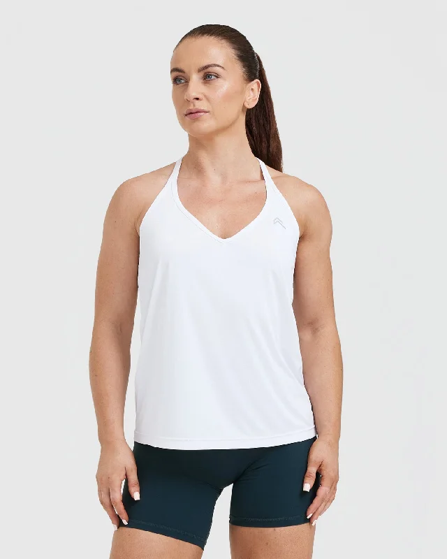 Sportswear tops for muscle gain-Go To Strappy Loose Vest | White