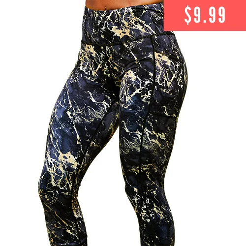 sports leggings for yoga-Gold Marble Leggings