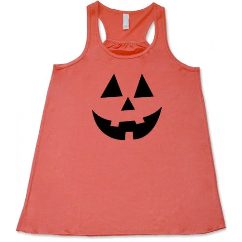 Women's shirt and tank for beach outings -Halloween Pumpkin Shirt