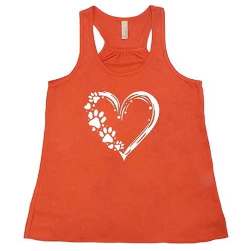 Women's shirt and tank with ruffle overlay -Heart With Paws Shirt