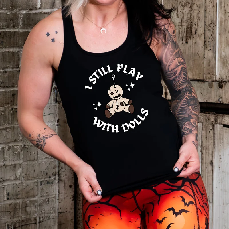 Women's shirt and tank with floral hem -I Still Play With Dolls Shirt