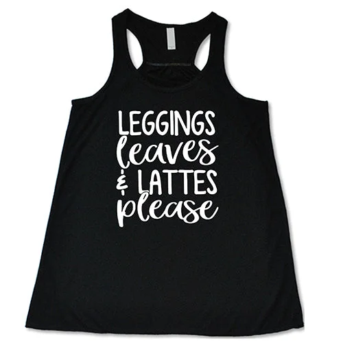 Women's shirt and tank with ruffle border -Leggings Leaves & Lattes Please Shirt