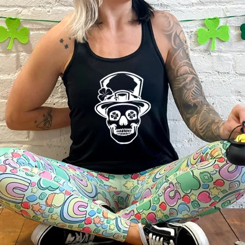 Women's shirt and tank for casual walks -Leprechaun Skull Shirt