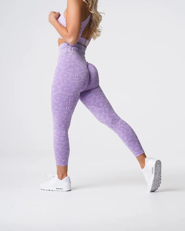 Sportswear tops for unisex-Lilac Leopard Seamless Leggings