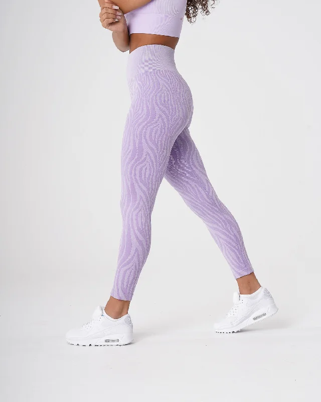 Sportswear tops for all ages-Lilac Zebra Seamless Leggings