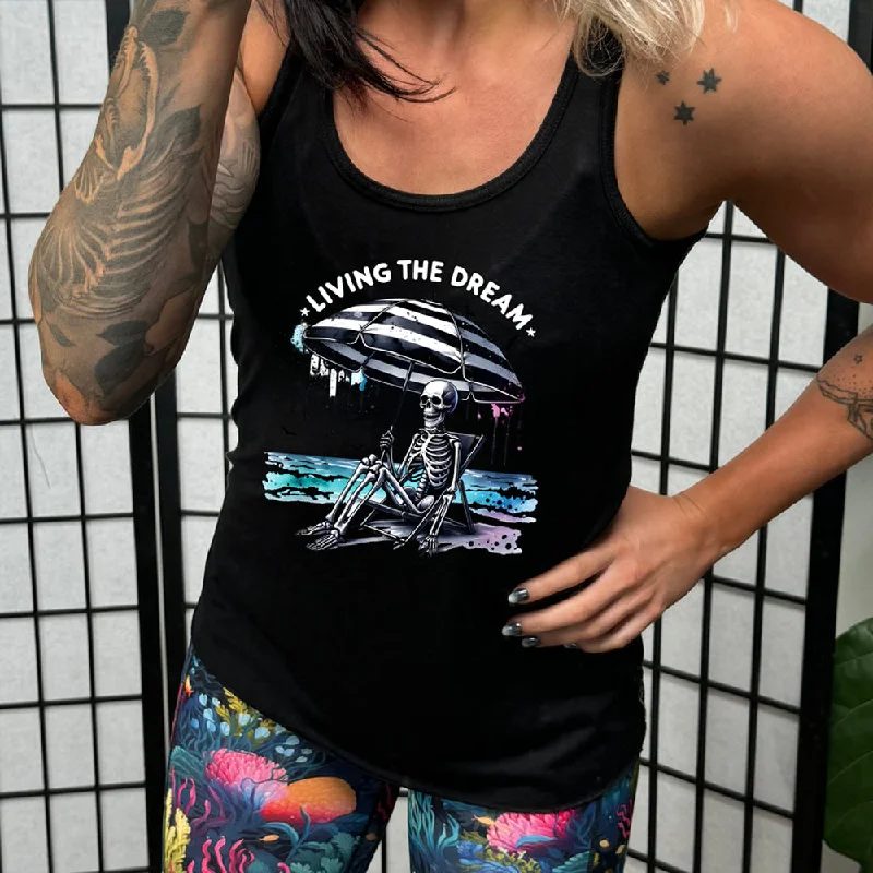 Women's shirt and tank with ruffle neck -Living The Dream Shirt