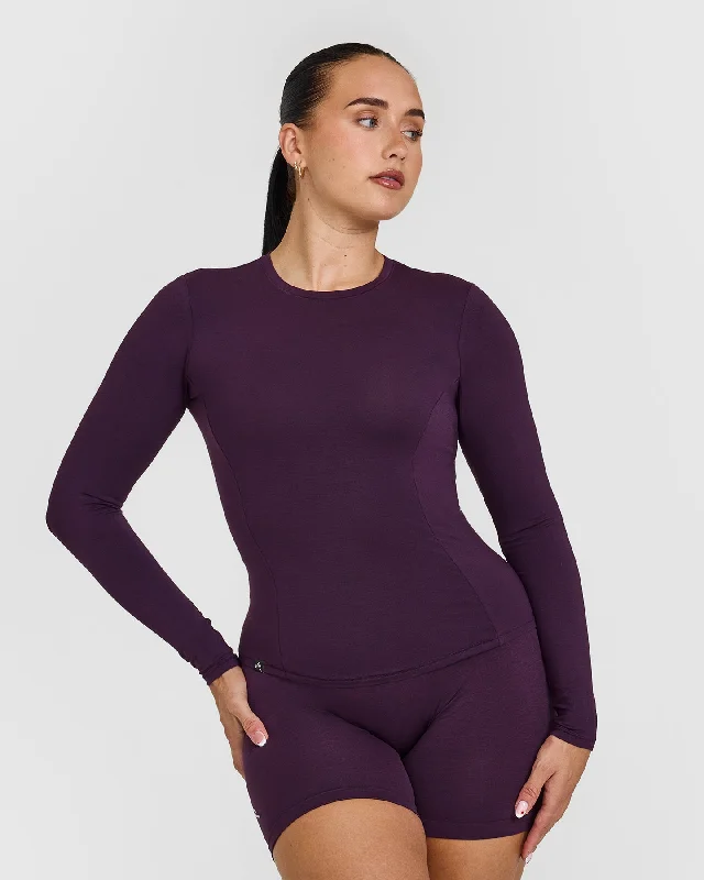 Sportswear tops for green-Mellow Soft Long Sleeve Top | Blackberry Purple