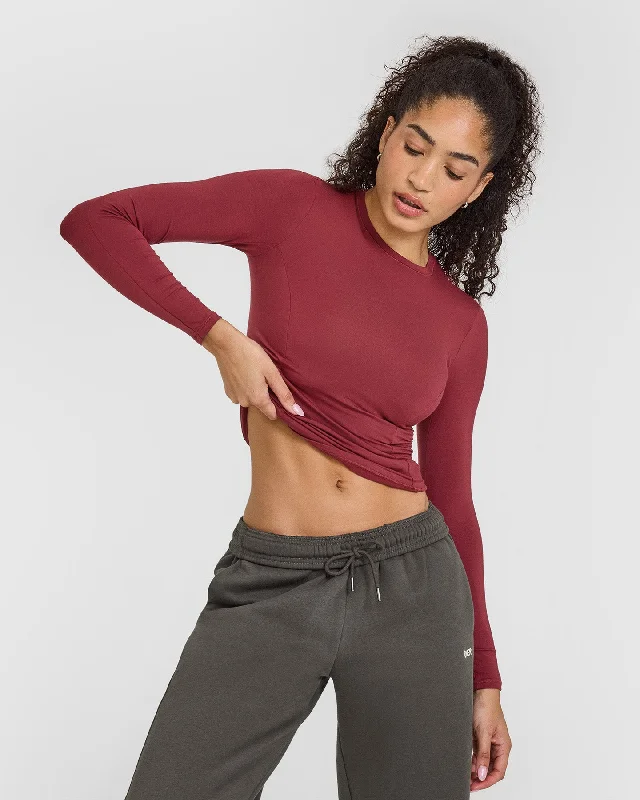 Sportswear tops for hybrid workout-Mellow Soft Long Sleeve Top | Burnt Cherry