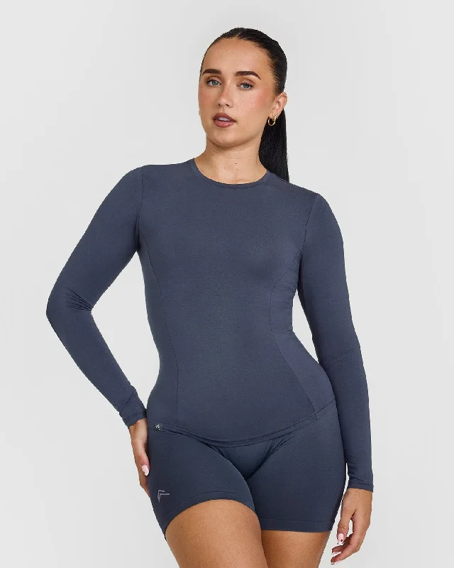 Sportswear tops for low intensity-Mellow Soft Long Sleeve Top | True Blue