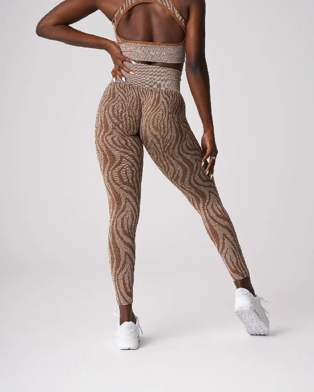 Sportswear tops for all weather-Mocha Zebra Seamless Leggings