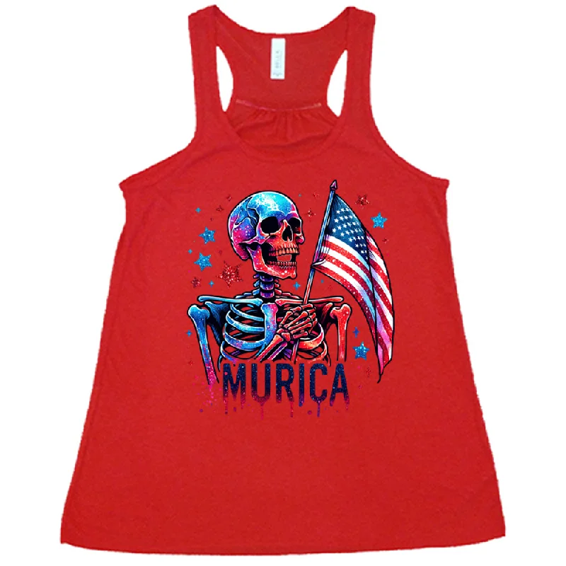 Women's shirt and tank for summer strolls -Murica Skeleton Shirt