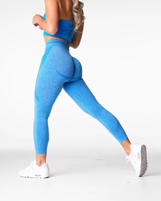 Sportswear tops for heavy lifting-Ocean Blue Mid Rise Contour Seamless Leggings