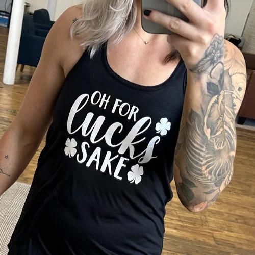 Women's shirt and tank with leaf trim -Oh For Lucks Sake Shirt