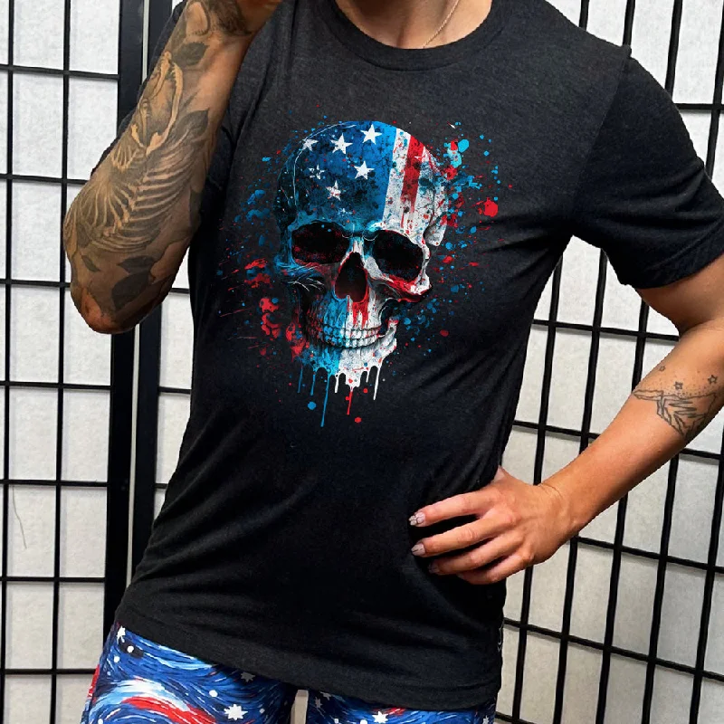 Men's Shirt/Tank conference-Paint Splatter Flag Skull Shirt Unisex