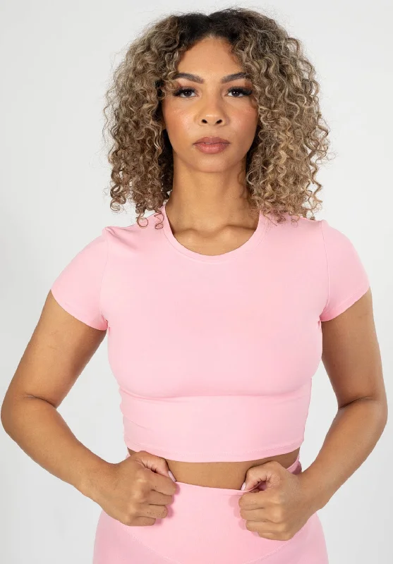 Women's shirt and tank for rooftop parties -RecStretch Short Sleeve Crop Cotton Candy