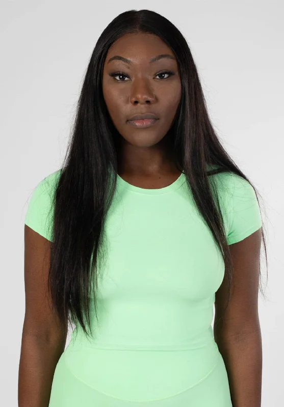 Women's shirt and tank with batwing sleeves -RecStretch Short Sleeve Crop Mint Chip