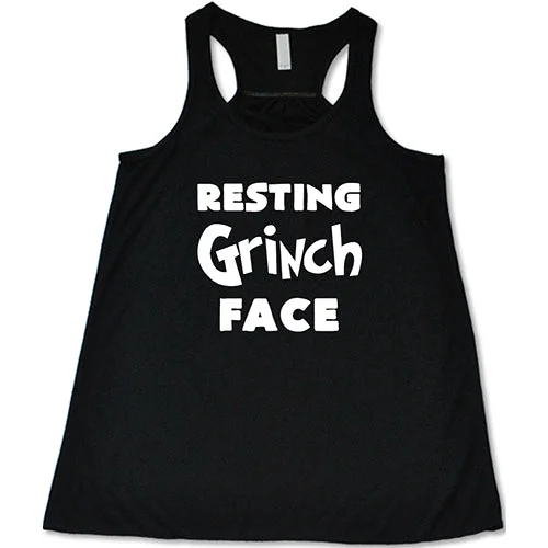 Women's shirt and tank for patio picnics -Resting Grinch Face Shirt