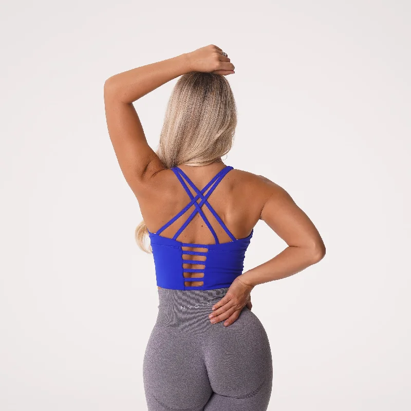 Sportswear tops for journey-Sapphire Blue Matrix Bra Top