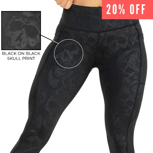 sports leggings black-Shadow Skulls Leggings