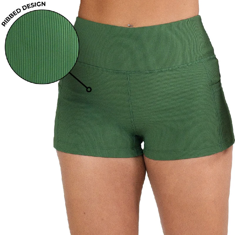 Shorts solid color-Shorts | Ribbed | Hunter Green