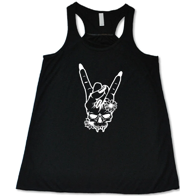 Women's shirt and tank with leaf print -Skull Rocker Hand Shirt