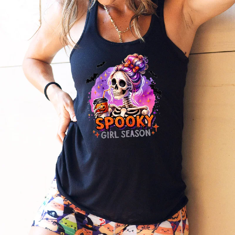 Women's shirt and tank with ruched front -Spooky Girl Season Shirt