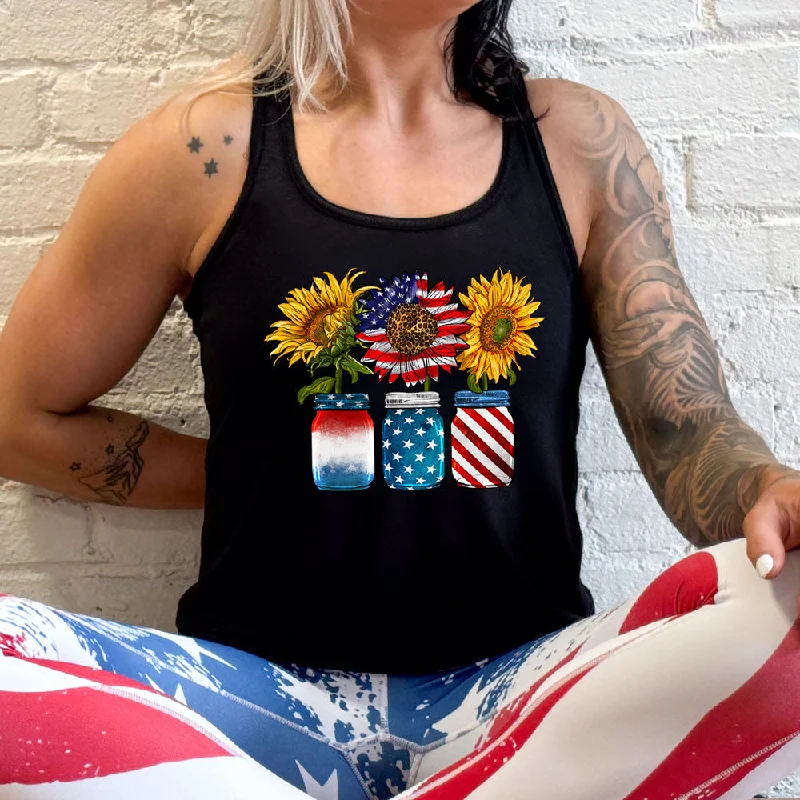 Women's shirt and tank for patio strolls -Sunflower Mason Jars Shirt