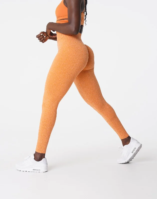 Sportswear tops for wellness-Sunset Orange Scrunch Seamless Leggings