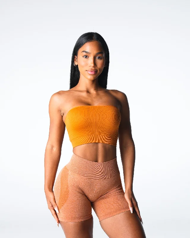 Sportswear tops for occasional use-Terracotta Conquer Ribbed Seamless Bra