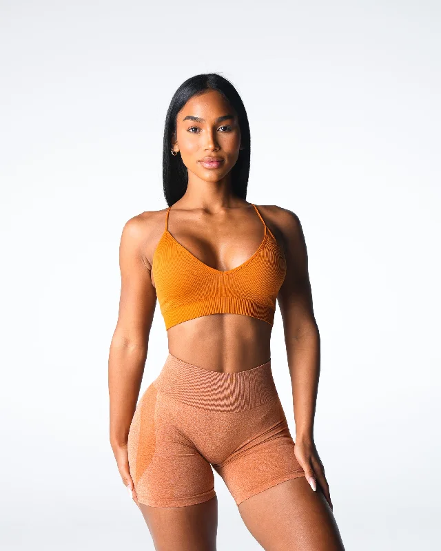 Sportswear tops for organic-Terracotta Glimpse Ribbed Seamless Bra