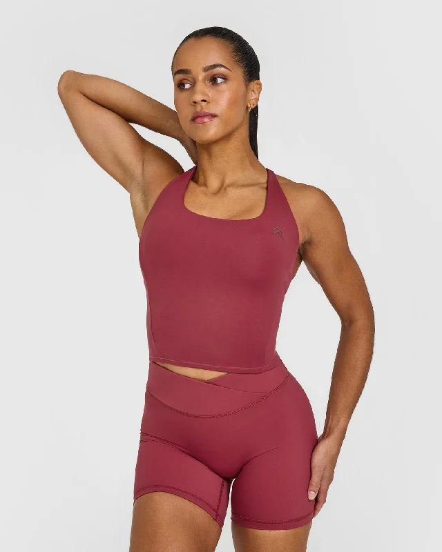 Sportswear tops for charity-Timeless Square Neck Mid Vest | Burnt Cherry