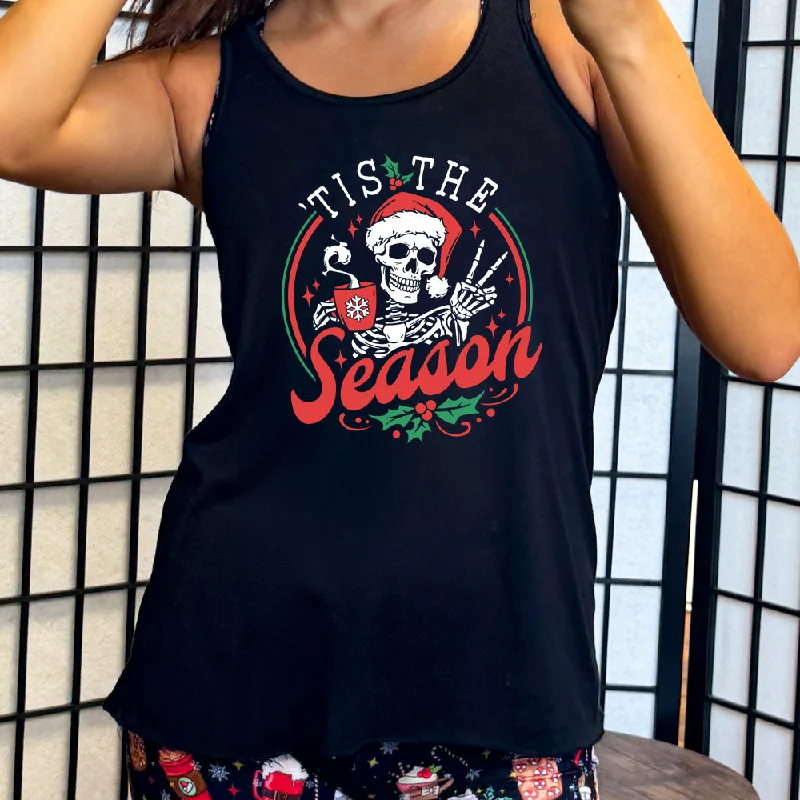 Women's shirt and tank for summer outings -Tis The Season Skeleton Mug Shirt