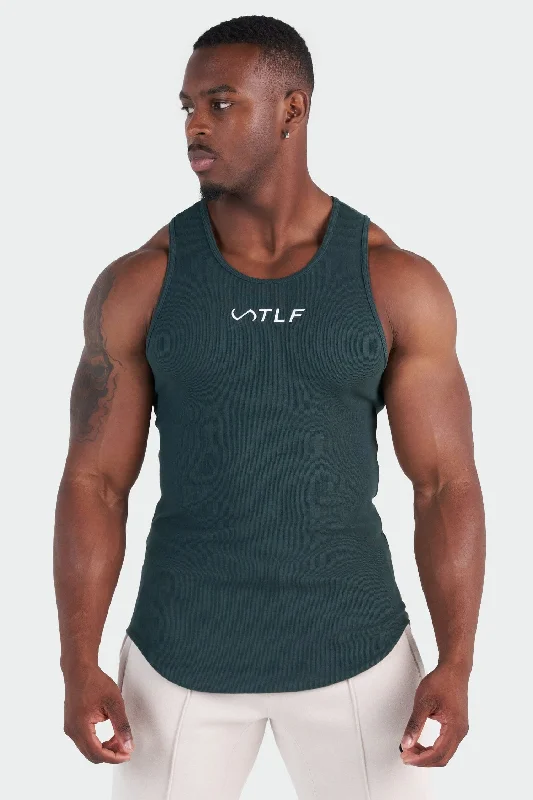 Men's Shirt/Tank blue-Classic Logo Ribbed Fitted Tank