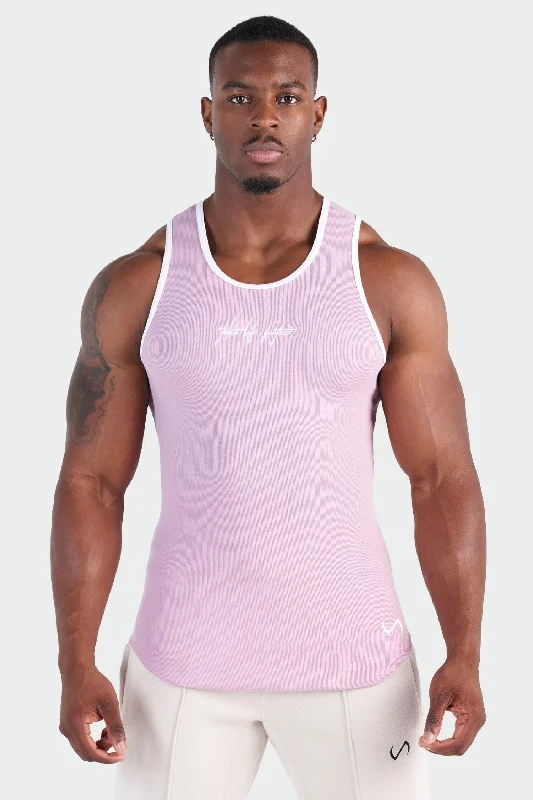 Men's Shirt/Tank grey-Script Ribbed Fitted Tank