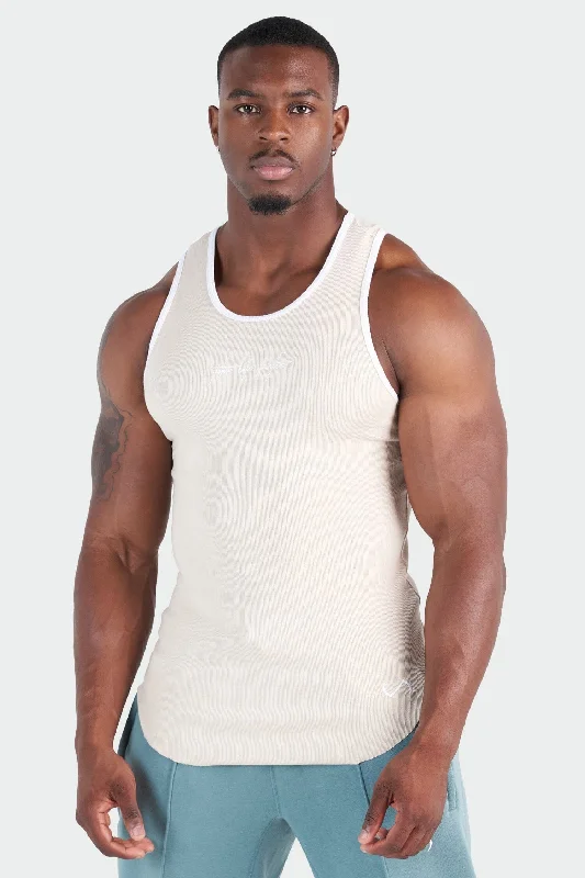 Men's Shirt/Tank green-Script Ribbed Fitted Tank