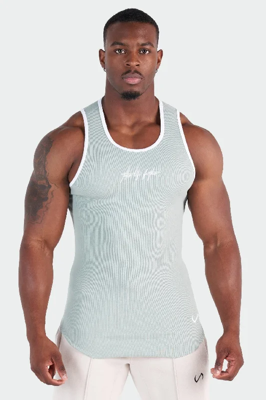 Men's Shirt/Tank yellow-Script Ribbed Fitted Tank