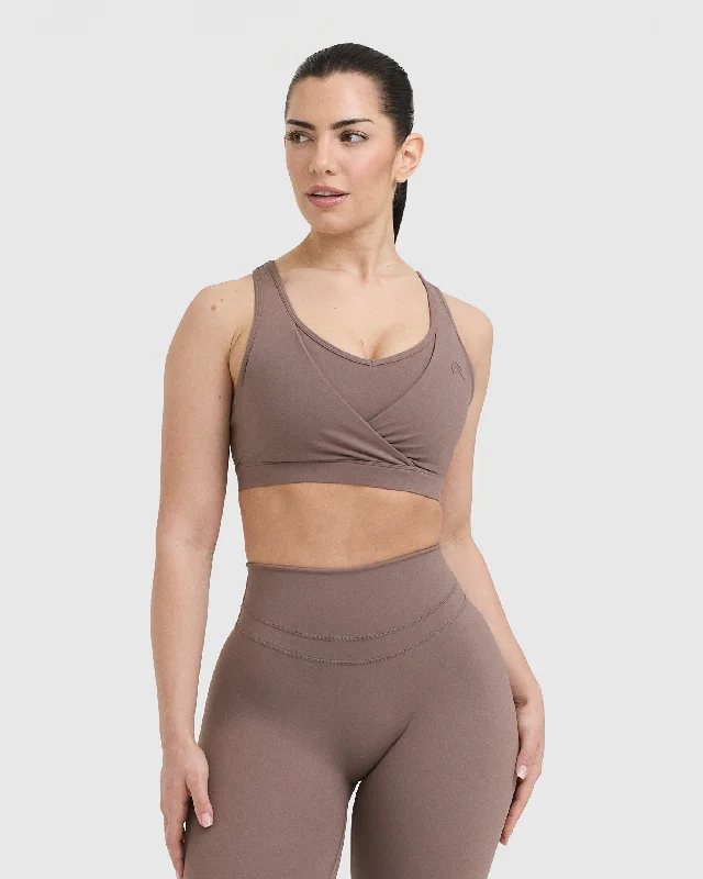 Sportswear tops for night workout-Unified Layered Sports Bra | Cool Brown