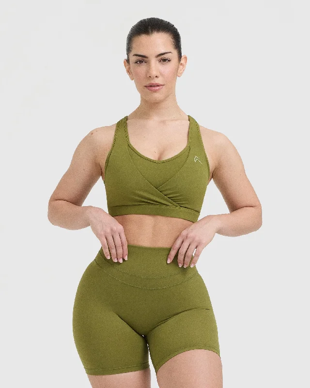 Sportswear tops for morning workout-Unified Layered Sports Bra | Olive Green