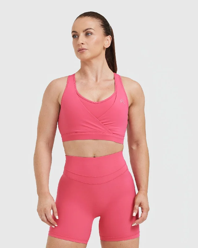 Sportswear tops for fitness routine-Unified Layered Sports Bra | Velvet Pink