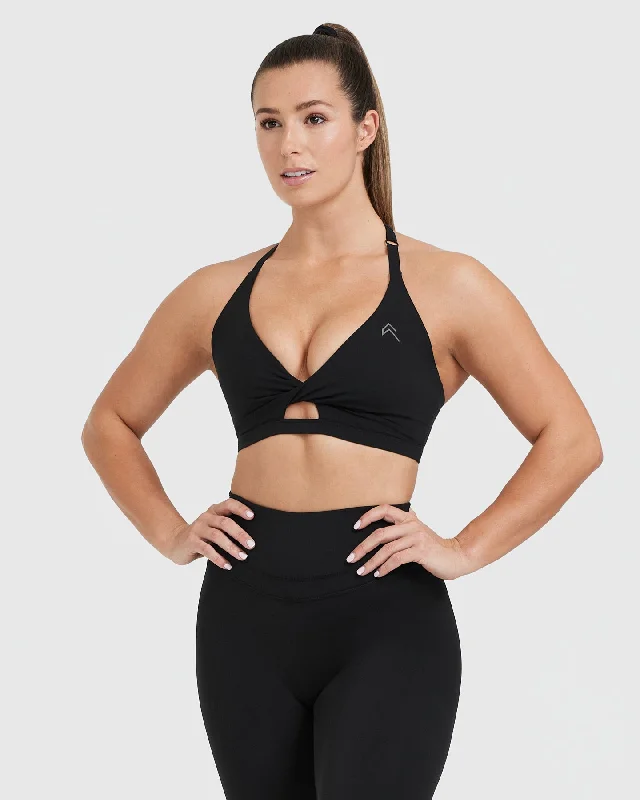 Sportswear tops for adjustable-Unified Twist Sports Bra | Black